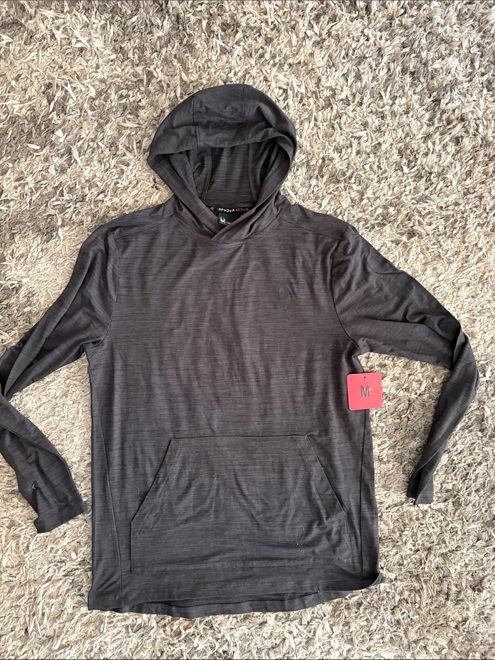 Spyder Men's Hooded Long-Sleeve Shirt in Dark Gray